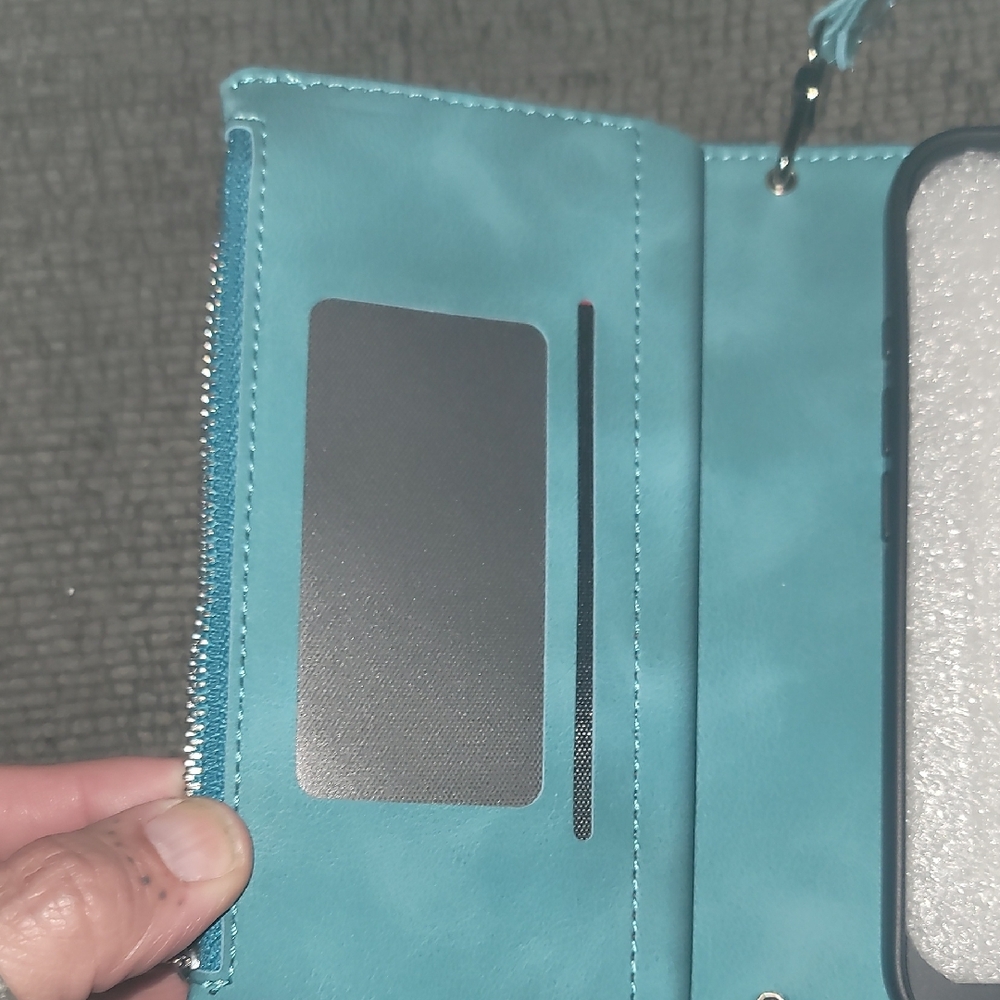 Teal Mandala Phone Wallet Case - Picture 7 of 12